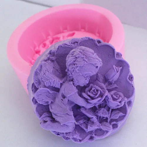 Круглые силиконовые формы для мыла форма ручной работы с ангелом 3d цветов