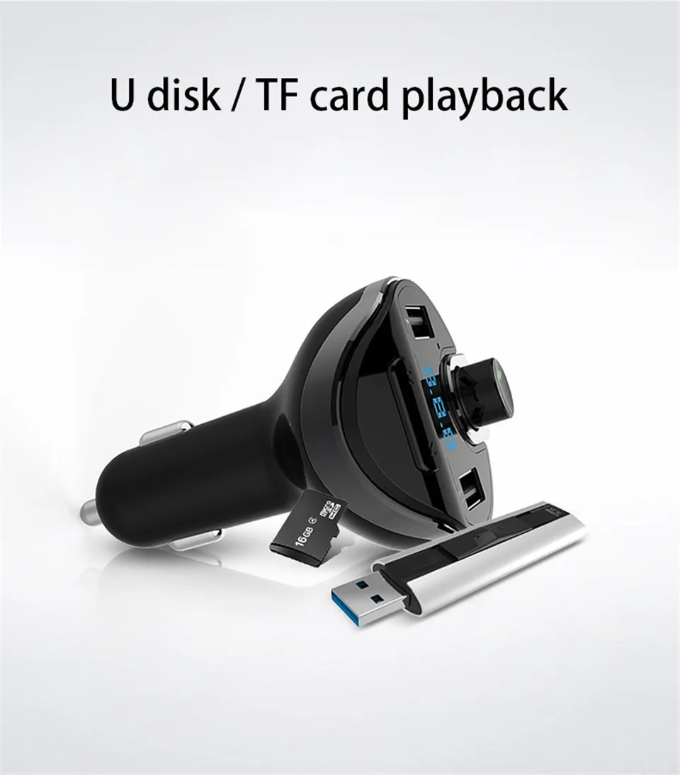 Audio MP3 Player Car Bluetooth FM Transmitter Wireless Modulator Bluetooth Car Kit Handsfree Speakerphone TF Slot 2 USB Ports (4)