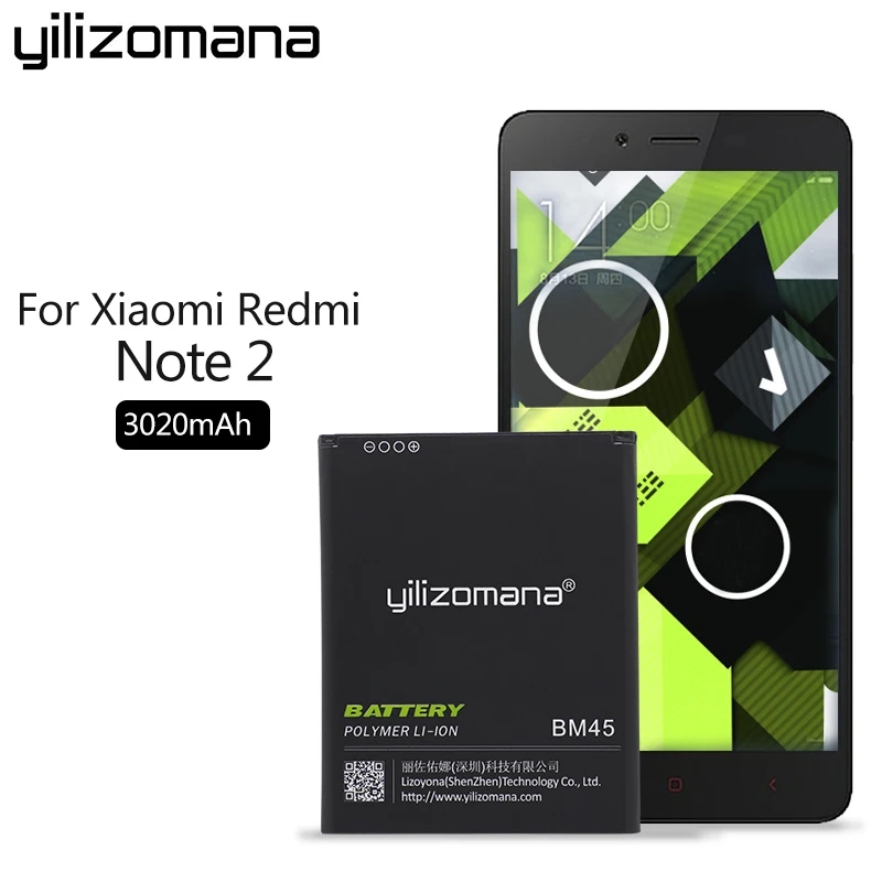 

YILIZOMANA Phone Battery BM45 For Xiaomi RedMi Note 2 Battery Hongmi Red Rice Note2 3020mAh Replacement Batteries