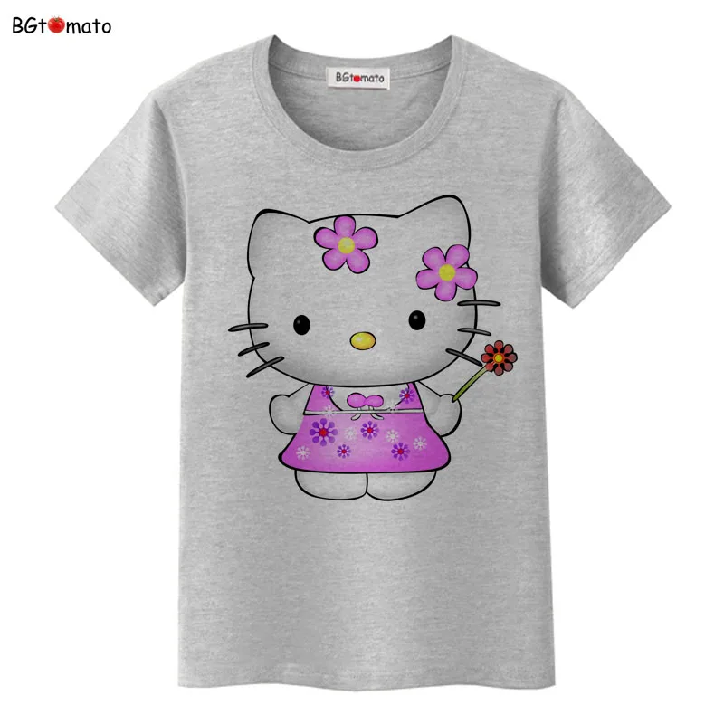 BGtomato hello kitty, милые футболки с героями мультфильмов, женская летняя классная одежда, брендовые Топы хорошего качества, удобные повседневные рубашки - Цвет: 8