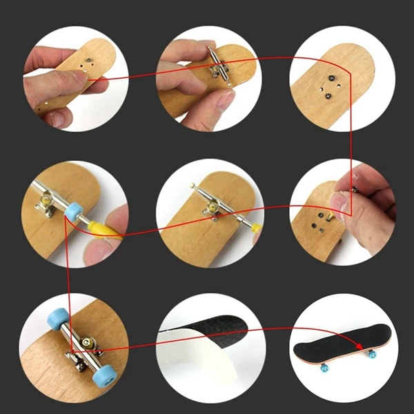1 шт. деревянный палец скейтборды Профессиональный палец скейт доска деревянная Базовая гриф с подшипниками колеса пены отвертка