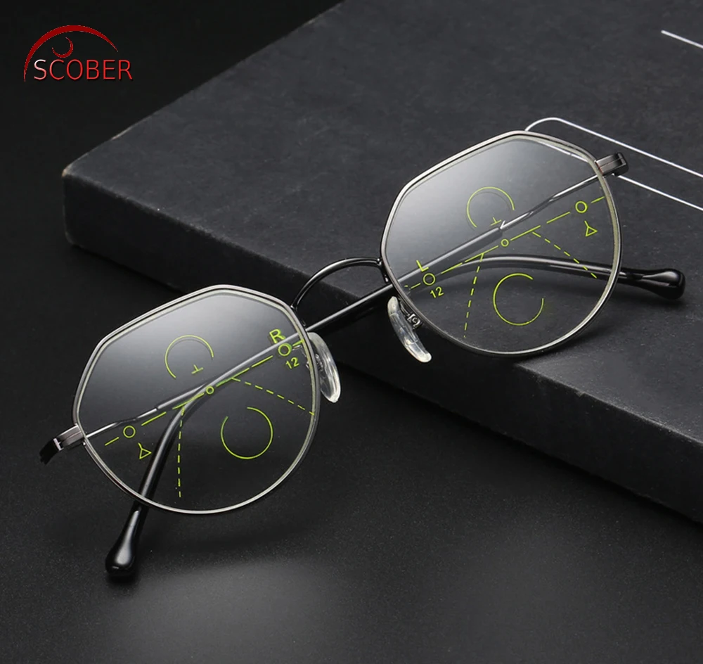 Retro Fashion Polygon Frame Intelligence Progressive Multifocal
