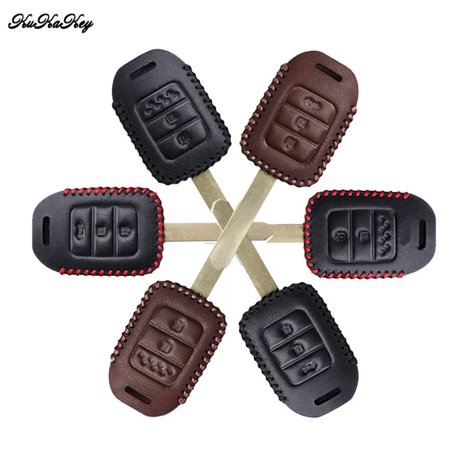 

1PC Leather Car Key Case Cover Protection Shell Skin For Honda Civic CRV Jazz HR-V HRV Vezel City Accord Keyring Keychain