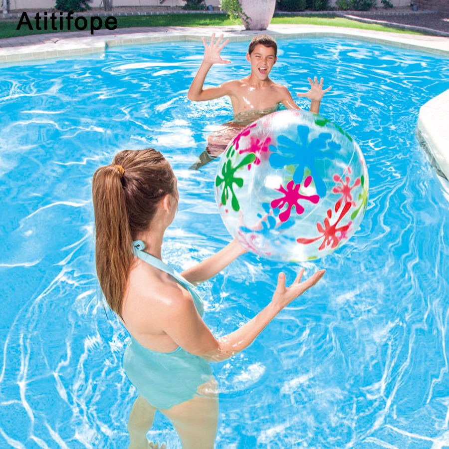 Большой размеры прозрачный цвет печати пляж мяч пляжный мяч надувные гандбол бассейн воды аксессуары для Polo игрушечные лошадки