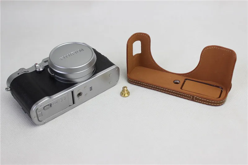 Новый чехол из искусственной кожи для фотоаппарата Fujifilm X100F с открытой батареей 3
