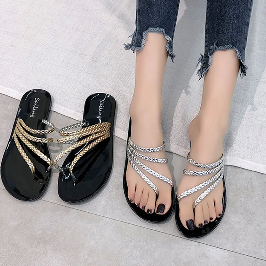 

2019 New Arrivals Women Beach Slippers Summer Slippers Fashion Clip-toe Sandals Flat-botomed Comfortable Shoes Calzado Mujer 30