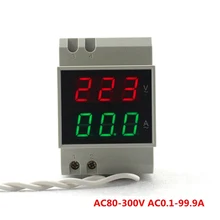 Din-рейка AC80-300V AC200-450V 0,1-99.9A напряжение тока Панель тестер двойной светодиодный дисплей Цифровой вольтметр переменного тока Амперметр