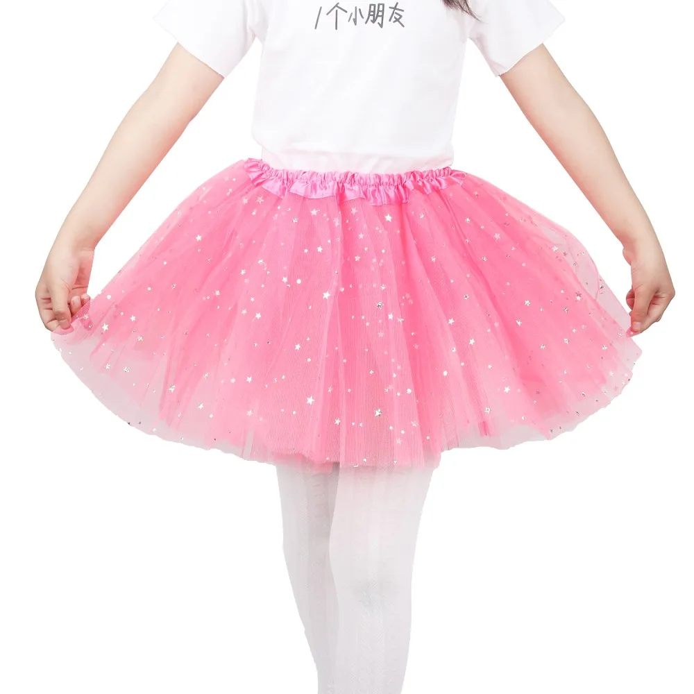 Girls Tutu Skirt Summer Kids Star Glitter Dance Tutu Skirt For Girl Sequin 3 Layers Tulle