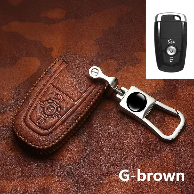 Чехол для ключей из натуральной кожи, чехол для Ford EcoSport-брелок без ключа, чехол для ключей, брелок для ключей, держатель для ключей, протектор, ретро