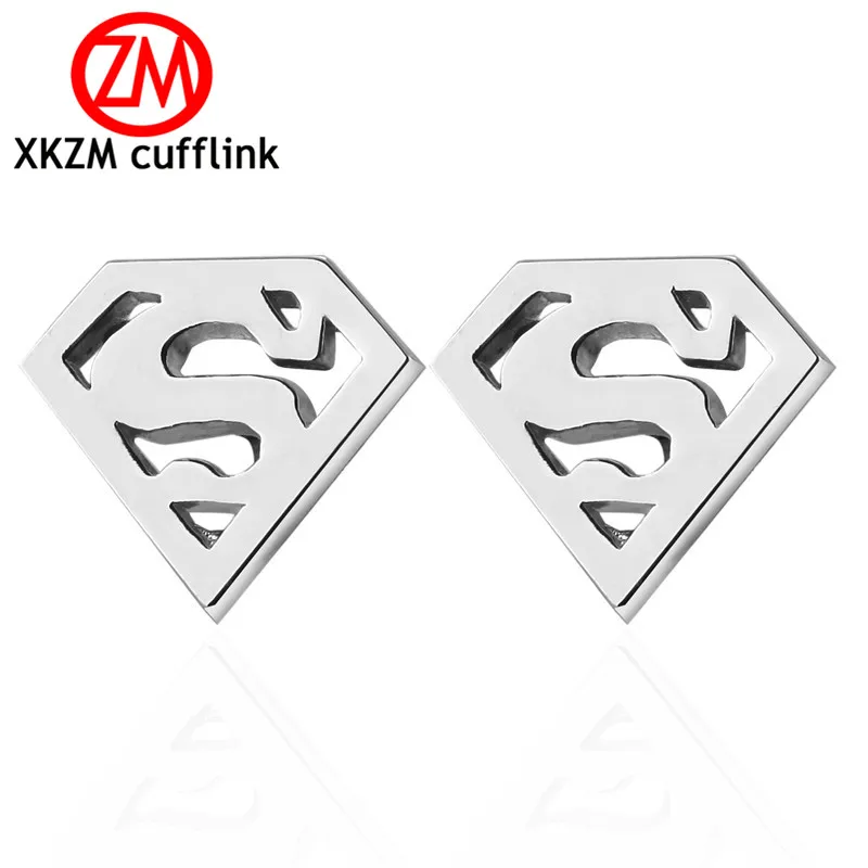 

High Quality French Style Silver superman Cufflinks For Mens Shirt Brand suit Cuff Buttons Top sale Cuff Links Jewelry