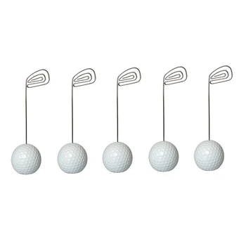 

5 Pcs Iron Note Clips Creative Golf Shaped Table Number Holders Menu Clip for Home Restaurant Desktop (White Random Clip Color)