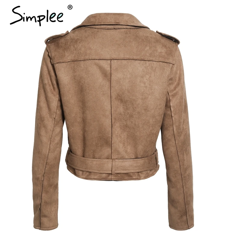 Simplee Leather suede faux leather jacket Women zipper belt moto jacket Cool streetwear ladies' leather jackets winter coat 2017 Simplee Leather suede faux leather jacket Women zipper belt moto jacket Cool streetwear ladies' leather jackets winter coat 2017