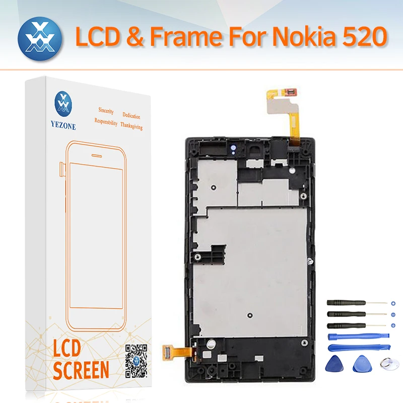 AAA Black LCD Screen for Nokia Lumia 520 LCD Display Touch Digitizer