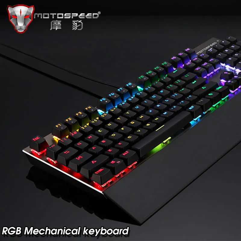 

Original Motospeed CK108 Gaming Mechanical Keyboard 104 Keys Black/Blue/Red Switch USB Wired RGB Backlit Keyboards Wrist Support