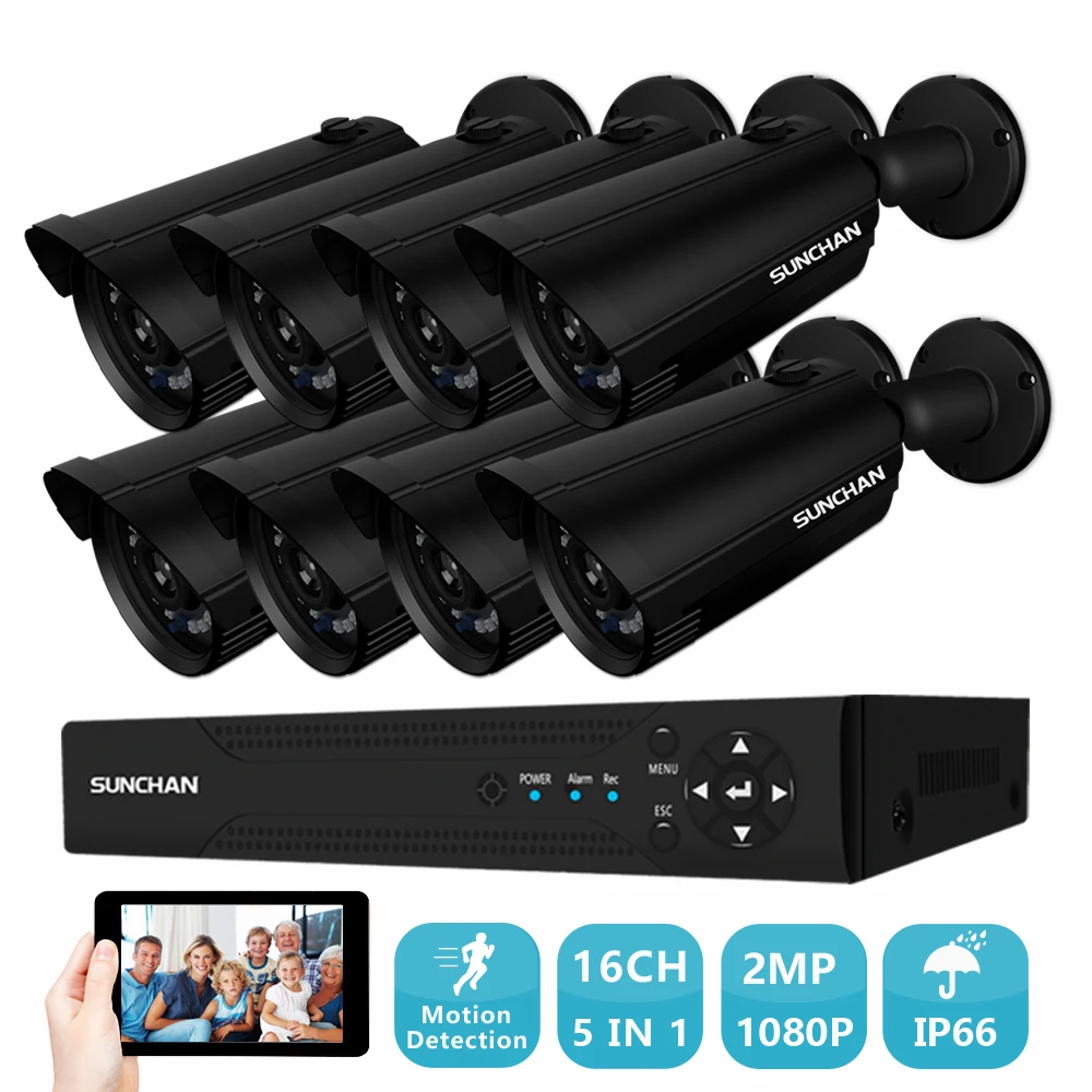 SUNCHAN 16-канальный видеорегистратор AHD 1080N охранного видеонаблюдения DVR комплект