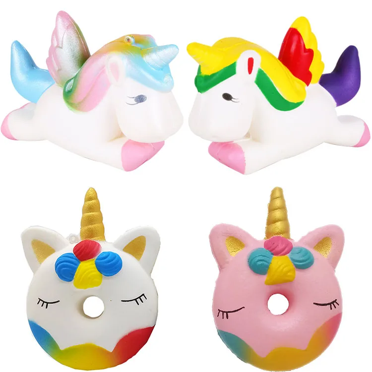

Cute Kawaii Squish Slow Rising Unicorn Donut Soft Colorful Squishy Animal Big Squeeze Fun Antistress Toyd for Children Kids Gift