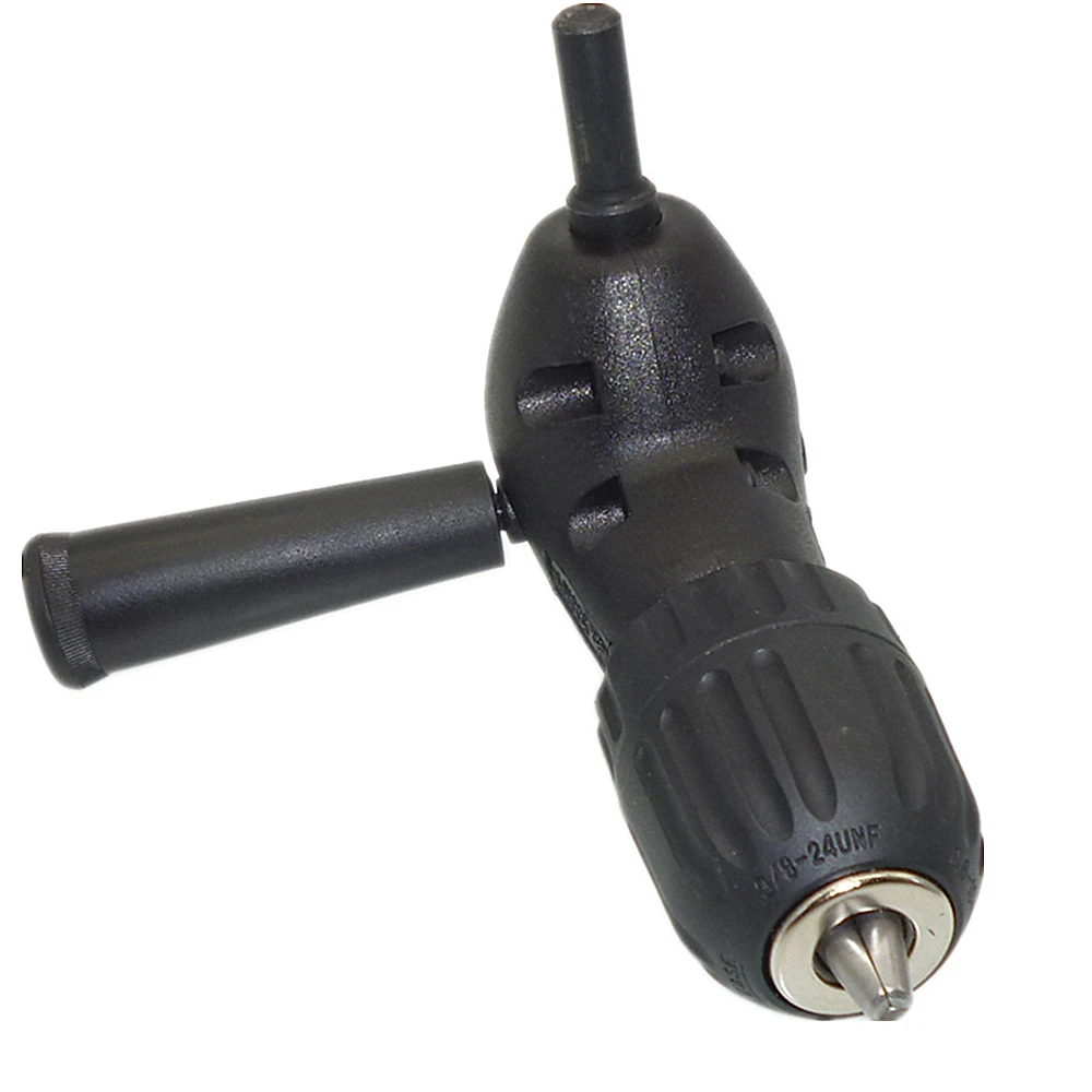 90 Degree Right Angle Drill Chuck Attachment Handle 10mm Round Shank Adapter Keyless Drill Chuck