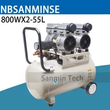 

800WX2 - 55L Mini Air Compressor Oilless High Pressure Mute Design Wood Working Home Application AC220V High Quality Sanmin