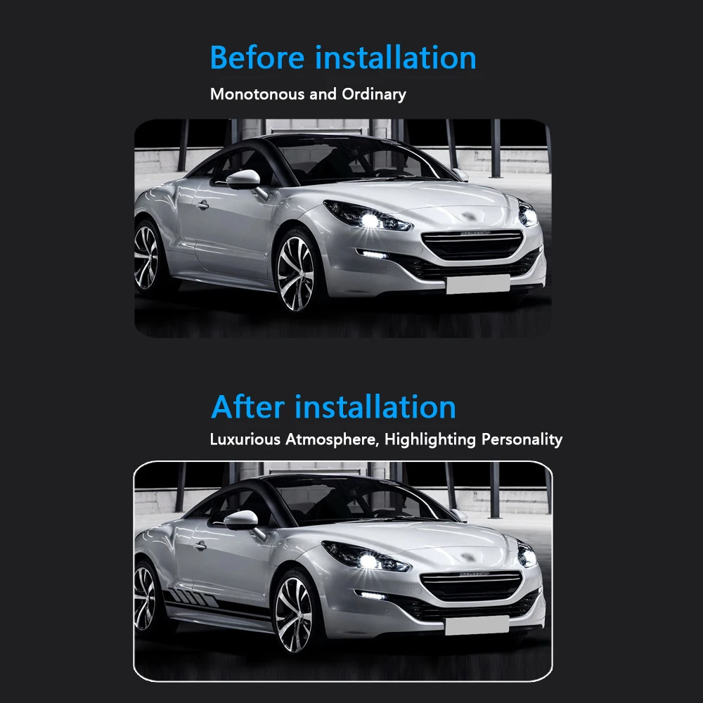 Автомобильный Стикеры s для peugeot 206 207 306 307 308 2008 3008 5008 J5 J7 J9 RCZ автомобиль творческий с обеих сторон для укладки гонки полоса Стикеры