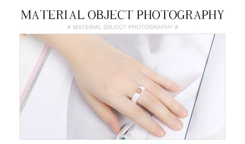 6 мм Гладкие керамические кольца для женщин из розового золота с металлическими кристаллами, черно-белые керамические кольца, подарок на помолвку, bague femme
