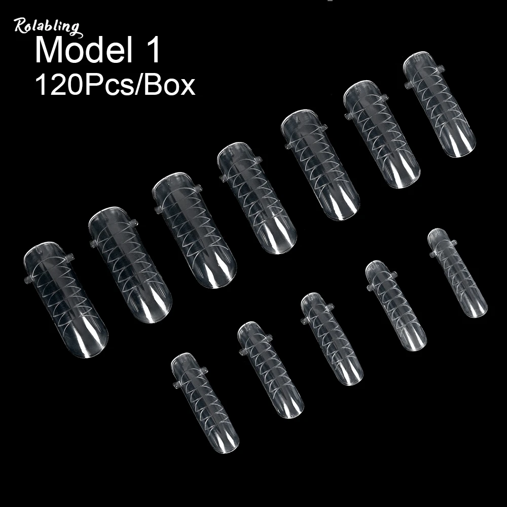 

120Pcs Quick Building Mold Nail Tips for Extension Poly Gel Dual Form False Nails Reusable Clear Manicure Nails Tools Nail Art