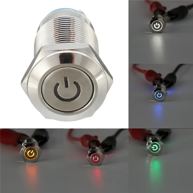 

1PC Metal Waterproof Self-locking 12mm LED On/Off Push Button Switch 12V 4PIN Car Dash Button Switch
