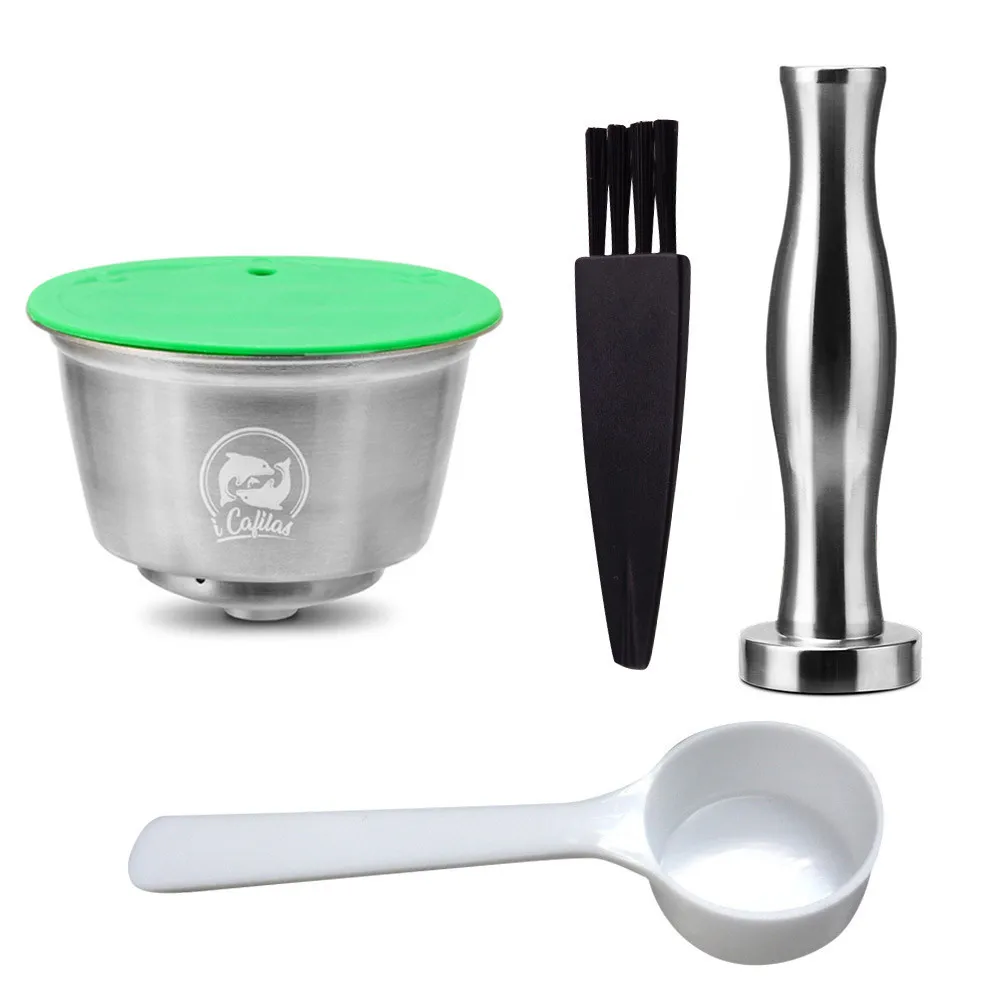 

4pcs/set Stainless Steel Refillable Coffee Capsules Coffee For Dolce Gusto Crema Coffee Filter Coffee Capsule Baskets Pod Tamper