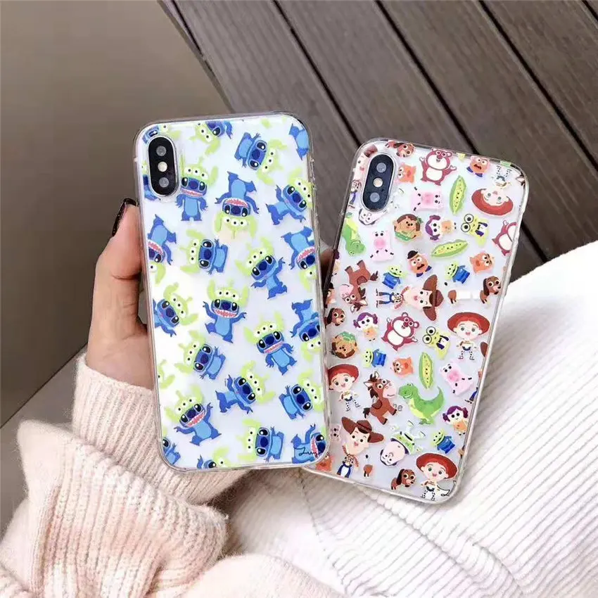Clear TPU Soft Covers For Samsung GALAXY A5(2018) A6 A8 PLUS-2018 A9 Star Stitch Winnie Pooh Mickey Toy Story Cartoon Phone Case |
