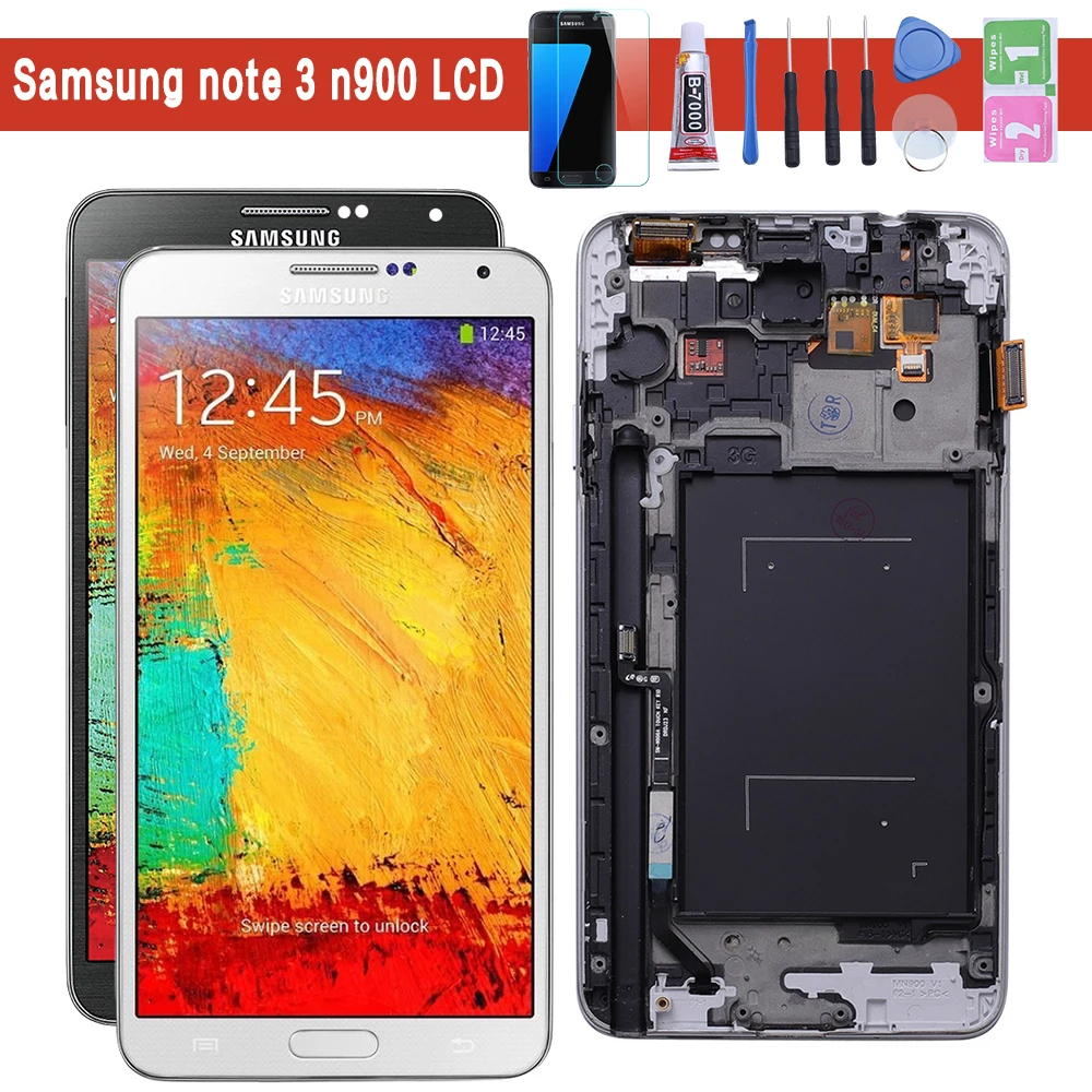 

High Quality LCDs Replacement For Samsung Galaxy Note 3 N900 Note3 LCD Display Frame Touch Screen Digitizer Bright Adjustment
