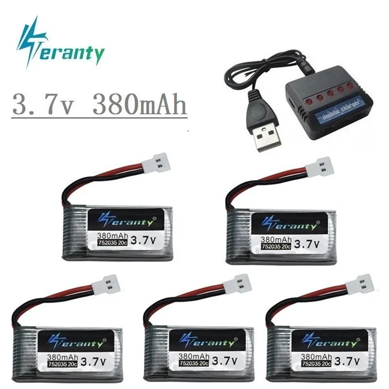 3 7 V 380mAh Lipo батарея и (5 в 1) зарядное устройство для Hubsan X4 H107 H107L H107D JD385 JD388 запасные