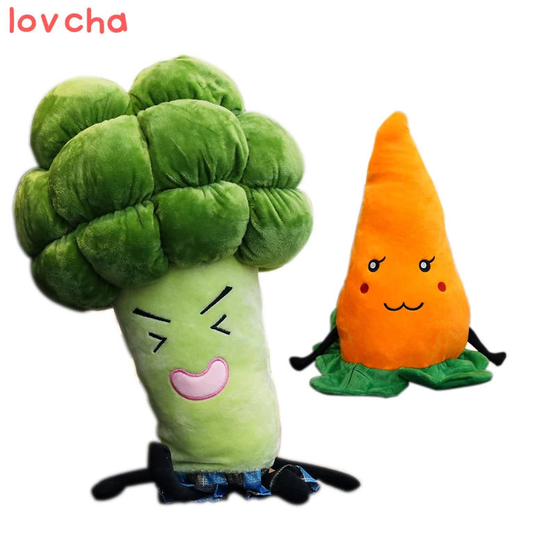 Kawaii creative vegetables plush toys Carrot doll Soft Broccoli stuffed Animal Sofa Cushion for