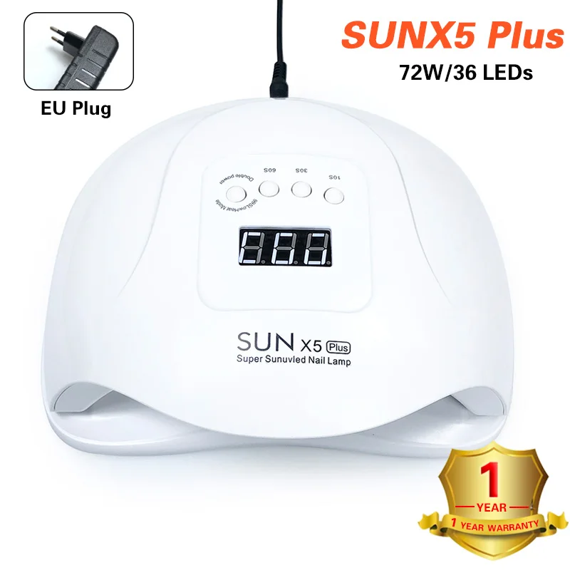48 Вт/54 Вт УФ светодиодный светильник SUN 5 Сушилка для ногтей 72 Вт/80 Вт Светодиодная УФ-лампа для ногтей Гель-лак отверждаемая лампа с автоматическим датчиком лампа для маникюрных инструментов - Цвет: SUNX5 Plus (EU plug)