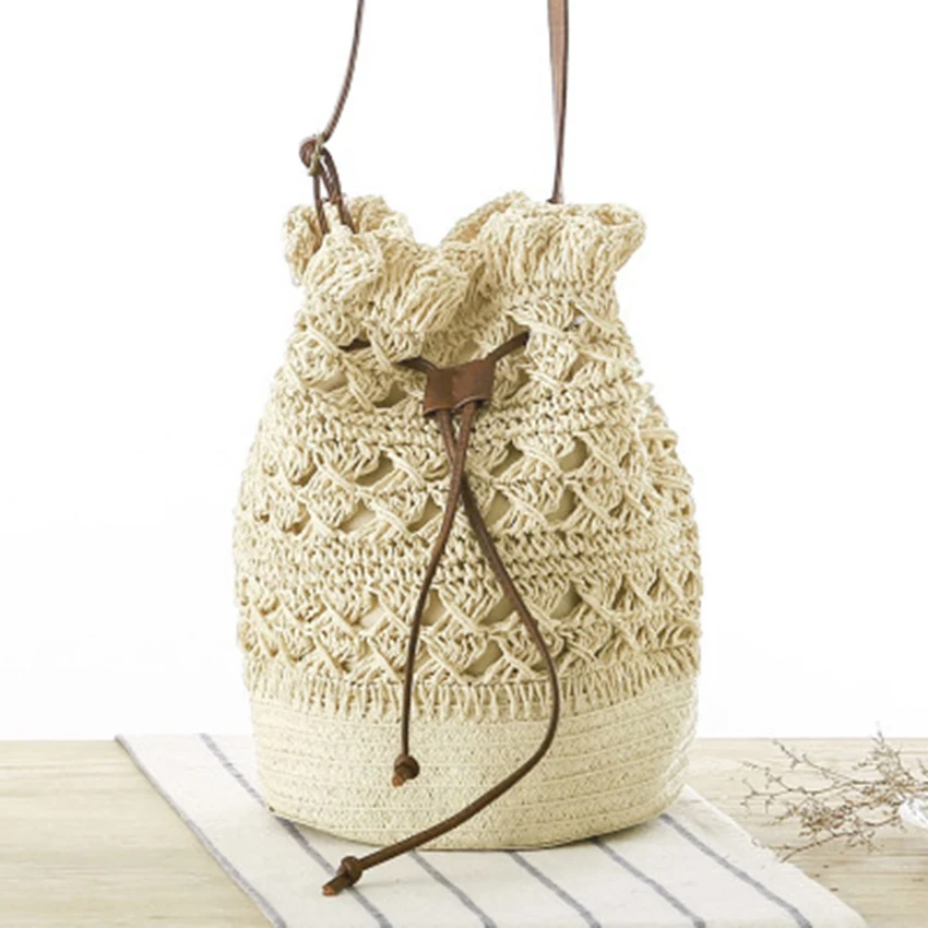 

National wind new crochet backpack grass knit shoulder bag women's small-capacity travel vacation beach bag