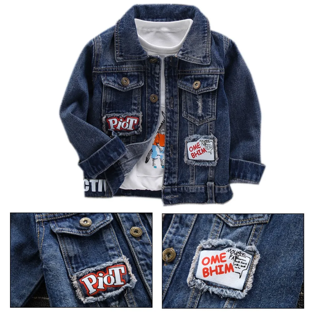 Cabolsa de Bebê Transporte da Gota Crianças Jaqueta Denim Meninos Buraco Quebrado Jean Jaquetas Meninas Roupas Outerwear Casual Primavera Outono 9 Cheap Jaquetas e casacos