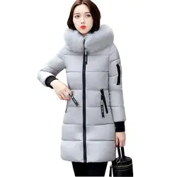 Для женщин зимняя куртка с хлопковой подкладкой с капюшоном Теплый Сгущает женский парка Mujer верхняя одежда 2018 высокое качество Для женщин