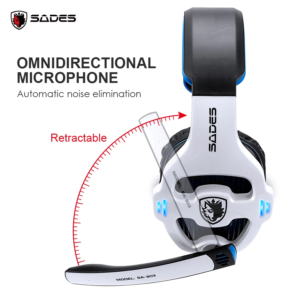 Günstige SADES SA 903 High Leistung 7,1 USB PC Headset Tiefe Bass Gaming Kopfhörer Mit LED Micphone Für Spiele Player
