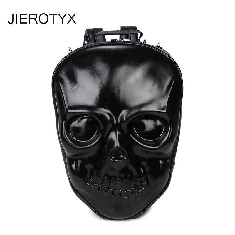 Женский дорожный рюкзак JIEROTYX черный готический из мягкой искусственной кожи с