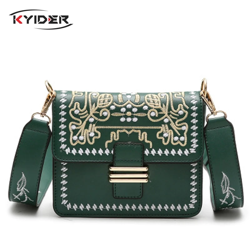 

KYIDER New Fashion Girls Embroidered Flap Bags Women 2019 Popular Crossbody Shoulder Bag Brand Designed Messenger Clutch