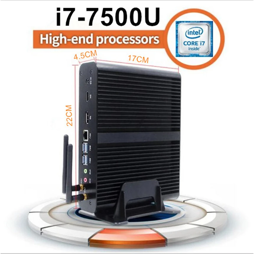 7th Gen KabyLake i7 7500U Mini PC Windows10 Fanless Computer 16GB DDR4 Ram 256GB SSD 1TB