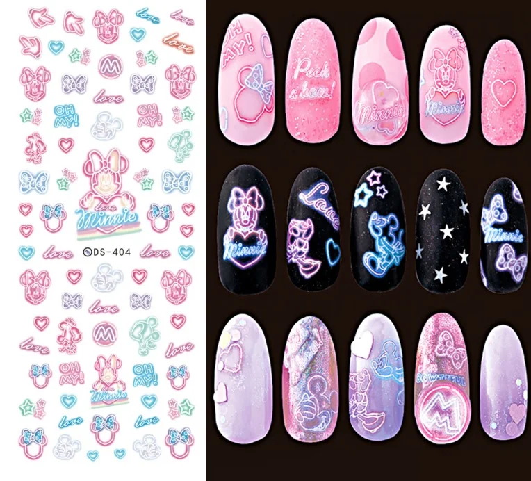 Дизайн Rocooart DS306 переводные наклейки для ногтей с водой Harajuku Element Line Figures Nail Wrap sticker Tips Manicura nail Decal - Цвет: DS404