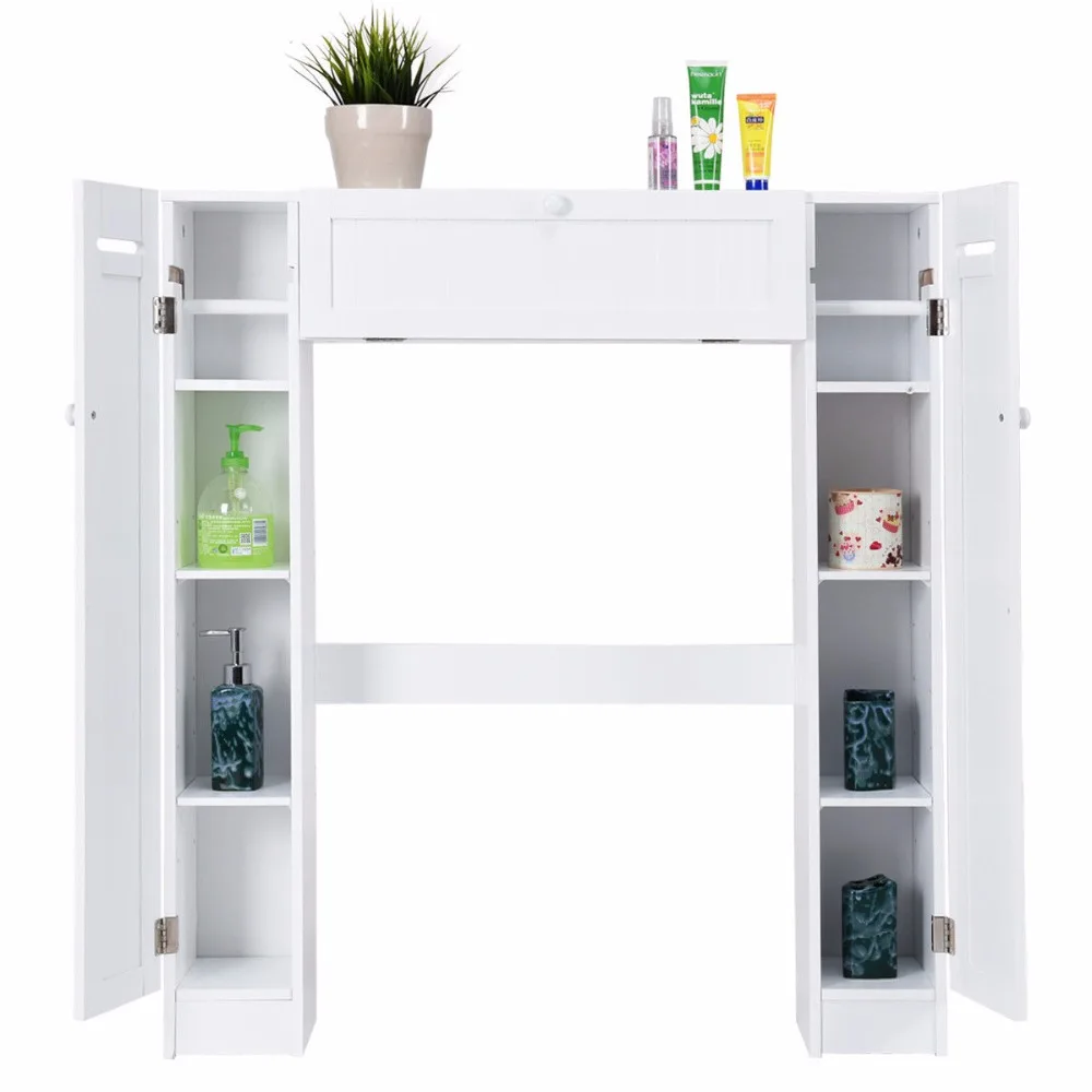 Giantex Wooden White Shelf Over The Toilet Storage Cabinet Drop Door Spacesaver Modern Bathroom Cabinets Home Furniture HW56628 Giantex Wooden White Shelf Over The Toilet Storage Cabinet Drop Door Spacesaver Modern Bathroom Cabinets Home Furniture HW56628