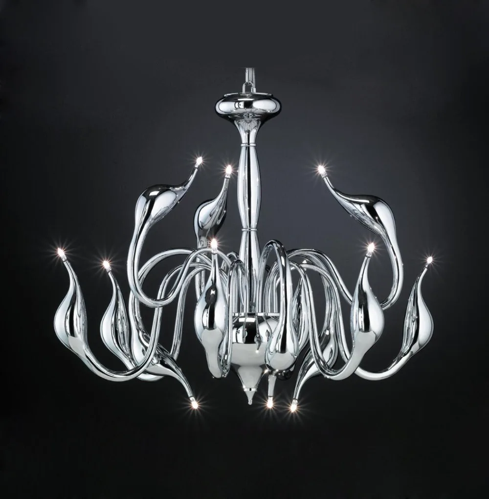 

Ecolight Modern Led chandeliers Light 12 Light G4 3W Retrofit Led Chrome Plating Swan Light Chandelier Light for Living Room