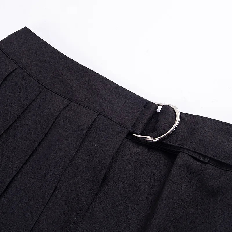 Woherb летние юбки в готическом стиле женские панк черные юбки с высокой талией женские Асимметричные плиссированные юбки уличная одежда 20792