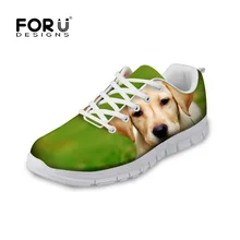 FORUDESIGNS 2017 Otoño de Las Mujeres Zapatos de Los Planos Lindos Animales Perro Labrador Impreso Zapatos Casuales para Mujer de Las Señoras con cordones Plana calzado Mujer