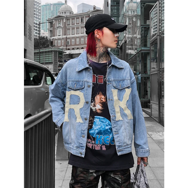 UNCLEDONJM Let's rock mens denim jacket jeans jacket men streetwear outerwear coat hip hop mens clothing tactical jacket 242W UNCLEDONJM Let's rock mens denim jacket jeans jacket men streetwear outerwear coat hip hop mens clothing tactical jacket 242W