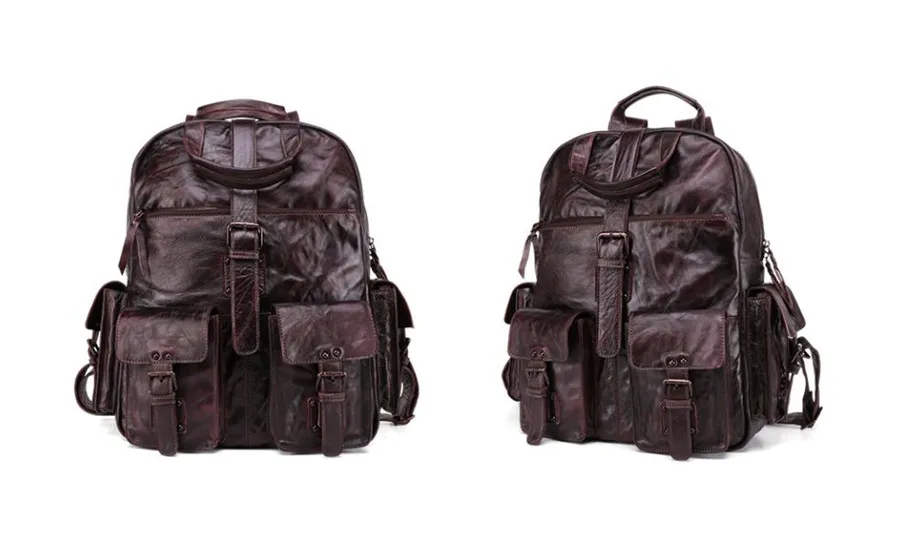 Farbkaffee-Display des Woosir-Rucksacks aus echtem Vintage-Leder