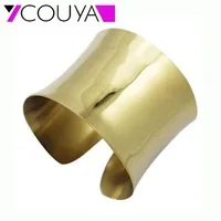 New Fashion plain cuff bangles in stainless steel material shiny fashion women wide cuff bangle bracelet