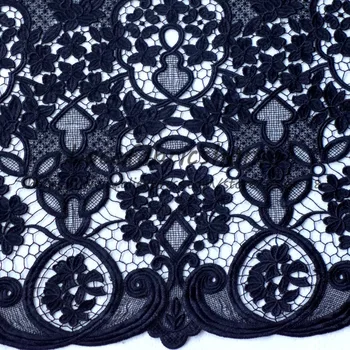 

Black super good embroidery lace fabric for dress sewing Options Wedding Dress 120cm by yard