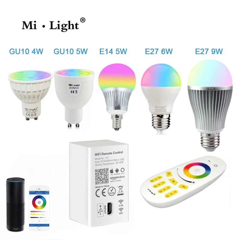 

WIFI Bulb RGB CCT RGBW Dimmable LED Bulb Light wi fi Alexa 16 Million Colours MR16 GU10 E14 E27 12W Multicolor LED bulb Light