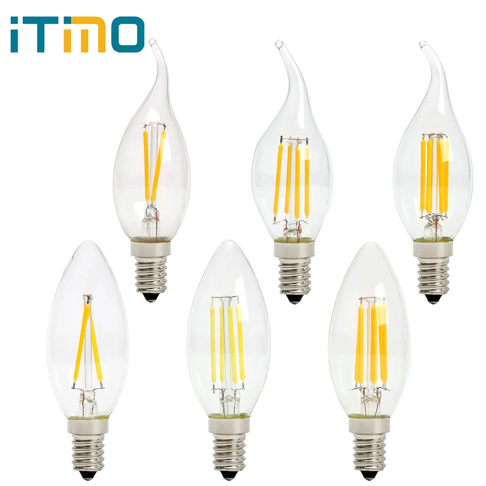 iTimo LED Bulb E14 LED Filament Candle Light Retro Tail Shape Edison